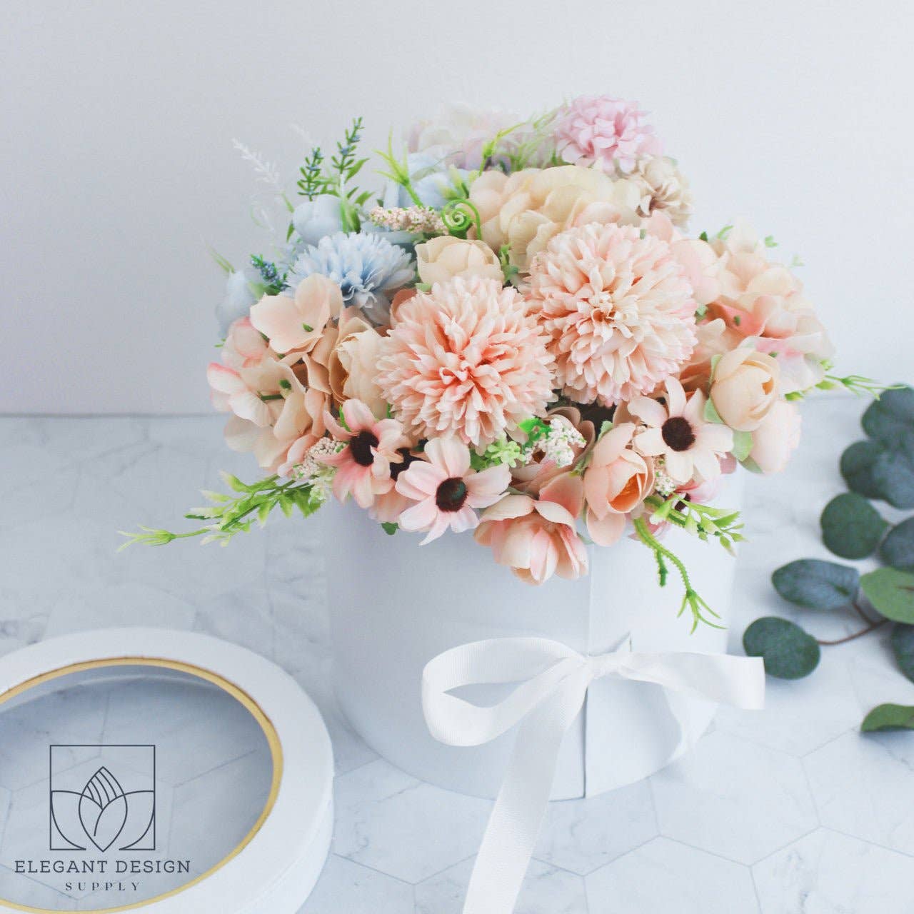 Elegant Design Supply – Engroshandel Gaveæske – To lag rund blomsterkasse med klart låg27