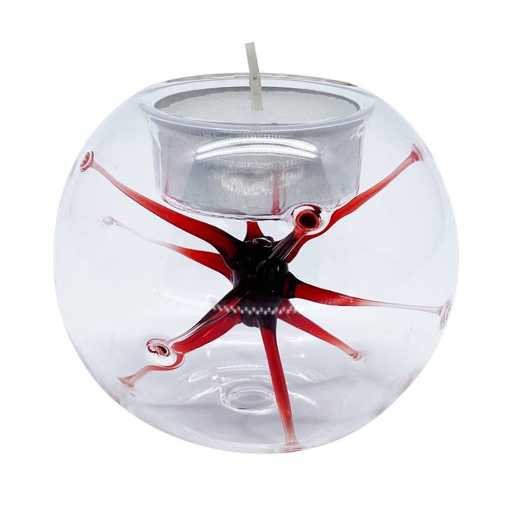 tealight with star small, red for wholesale by FW-Glas