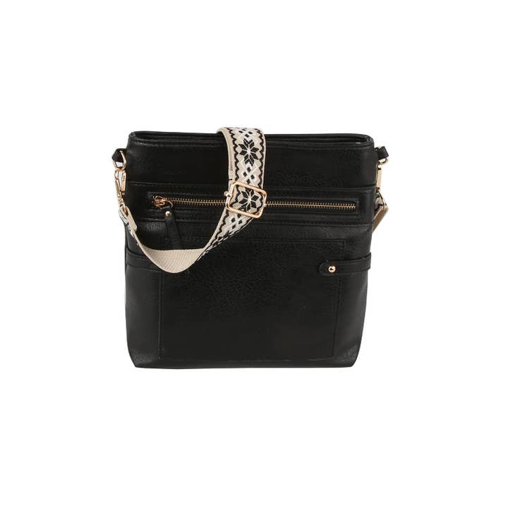 Handbag Factory Corp - Wholesale Crossbody Bag - Women's - Square shape front pocket guitar strap crossbody10