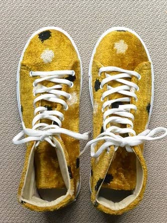 Velvet Ikat Hightop Sneakers - Ocre for wholesale by MIQISSA