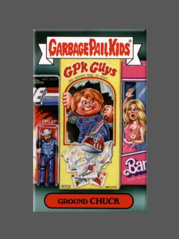 GARBAGE PAIL KIDS, Ground Chuck, Magnet, Button, Childs Play for wholesale by Ba Ba Buttons