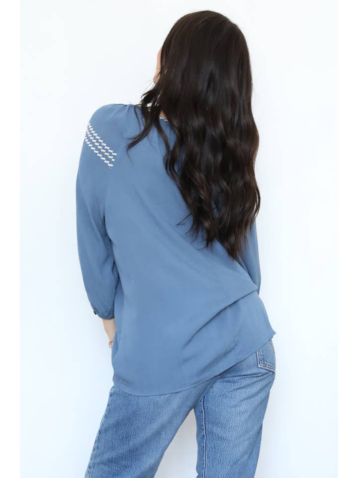 Nostalgia - Wholesale Blouse - Women's - N2M93-ASIS EMBROIDERED TIE NECK BLOUSE8