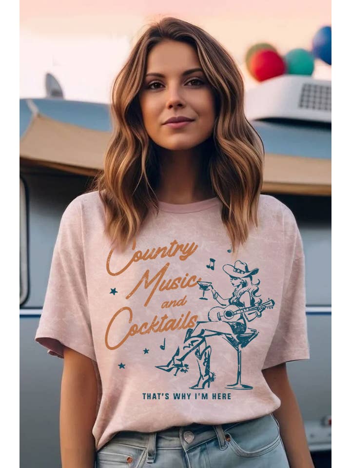 HRTandLUV - Wholesale T-shirt (graphic) – women's - COUNTRY MUSIC AND COCKTAILS MINERAL GRAPHIC TOP6