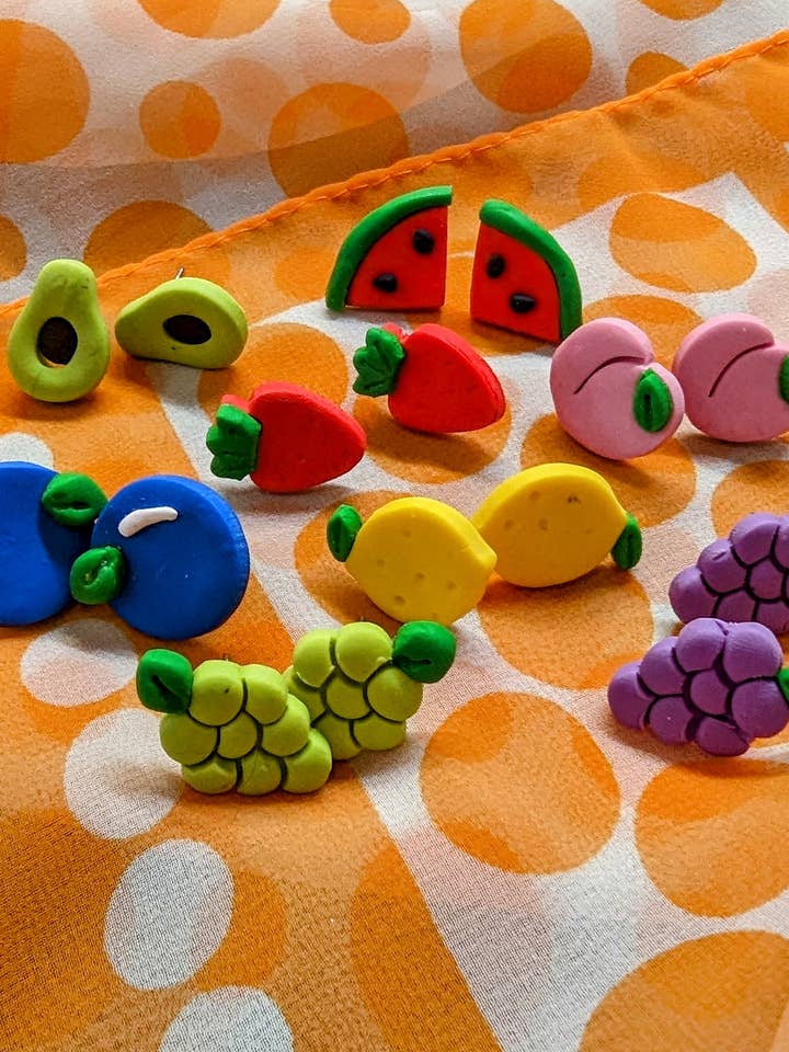 Fruit Stud Clay Earrings for wholesale by AM Collective