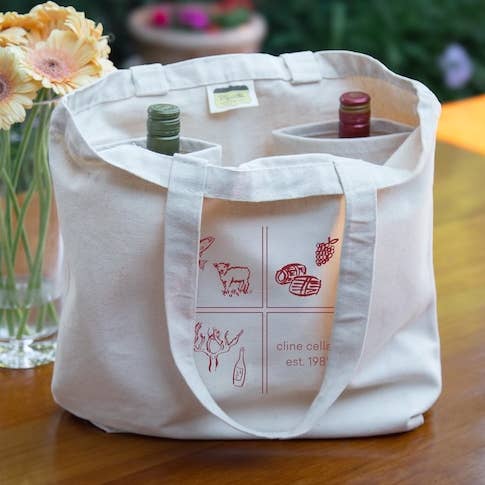 Mercantile 12 - Wholesale Tote Bag - Unisex - Custom SQUARES 10 oz. Natural Canvas Tote Bag with Pockets