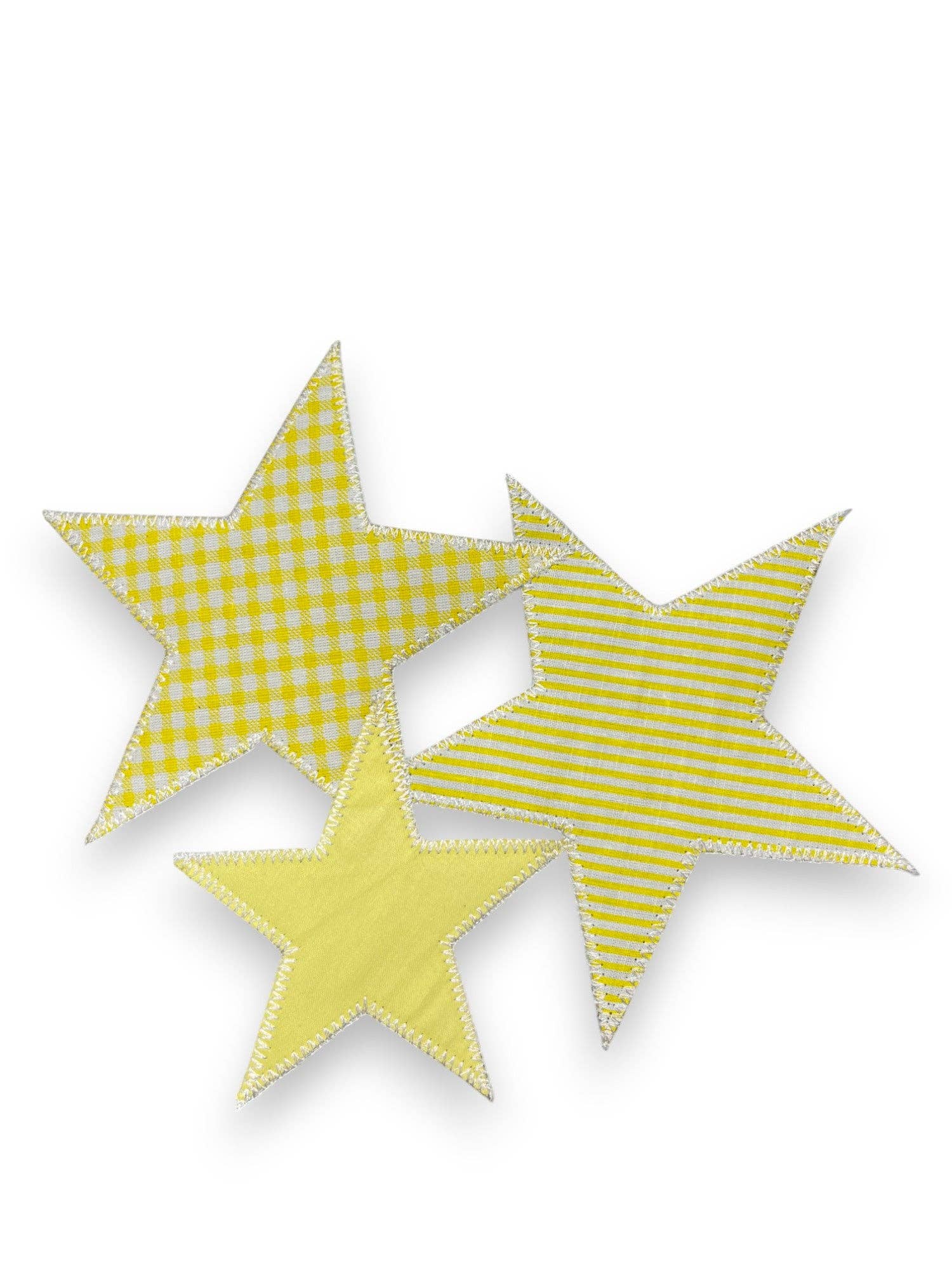 6j Threads LLC - Wholesale Fabric - Yellow Plaid and Stripped Stars....Patches Only