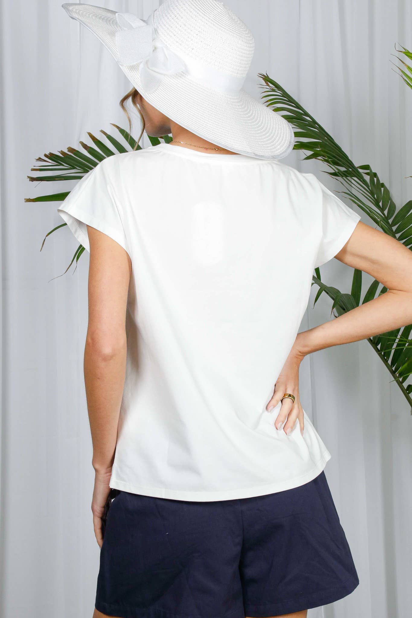 Vine & Love – wholesale Knit top – Women's – Braid Trim Round Neck Cotton Knit Top VT8239411