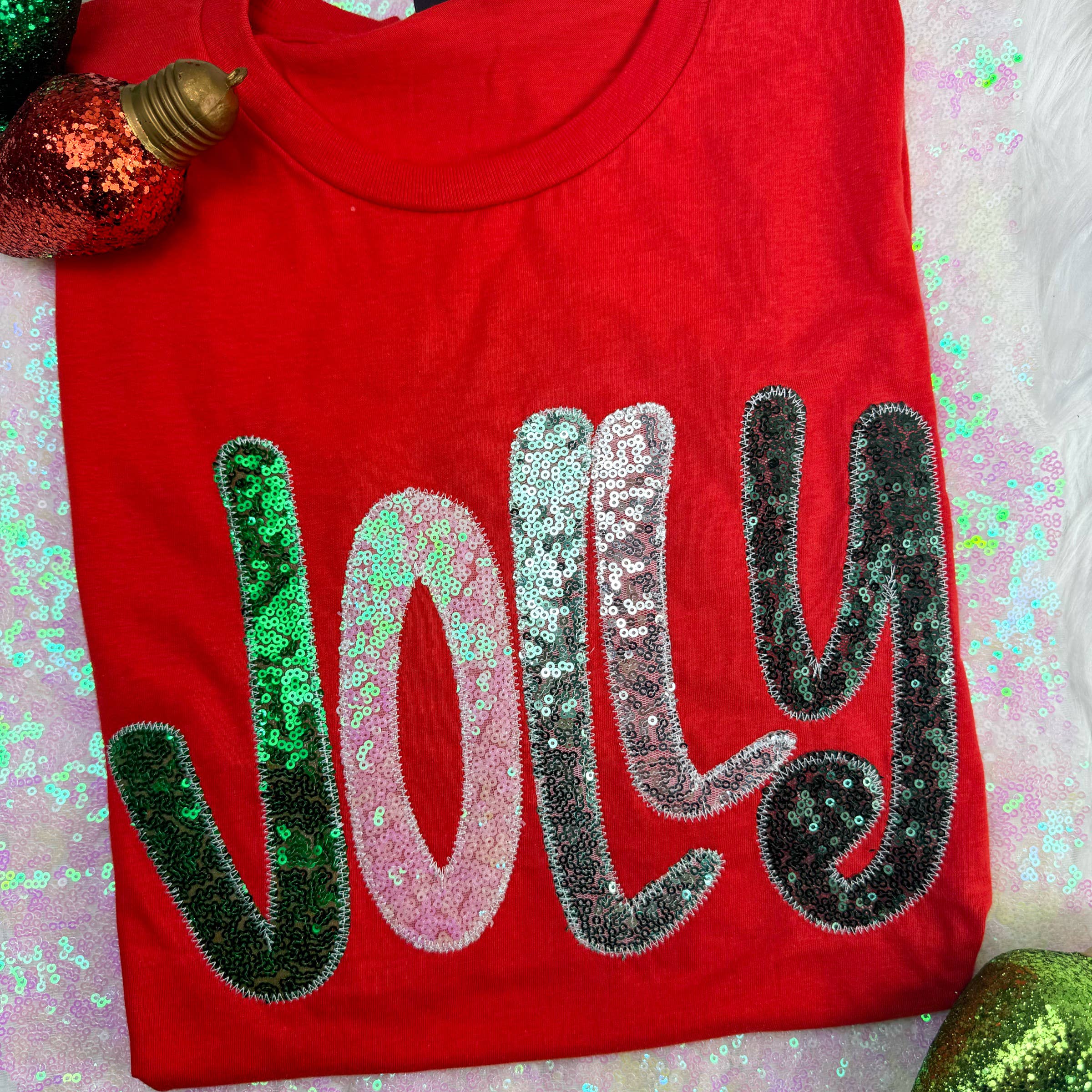 Shop Southern Belle - Wholesale T-Shirt - Women's - Red Jolly Merry (Christmas) Short Sleeve