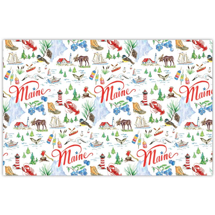 Maine Handpainted Icons Pattern Placemat for wholesale by RosanneBeck Collections