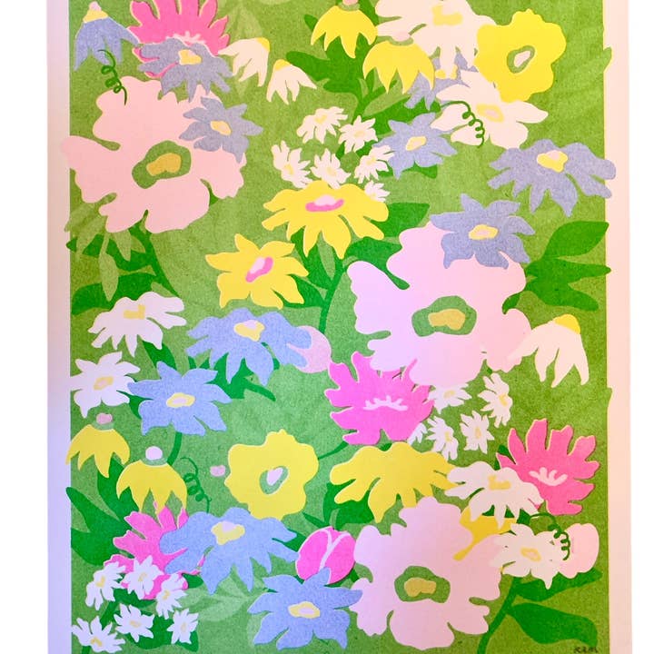 Risodruk - 21,6x27,9 cm Bloemenveld (Groentinten) voor wholesale door StitchPrism