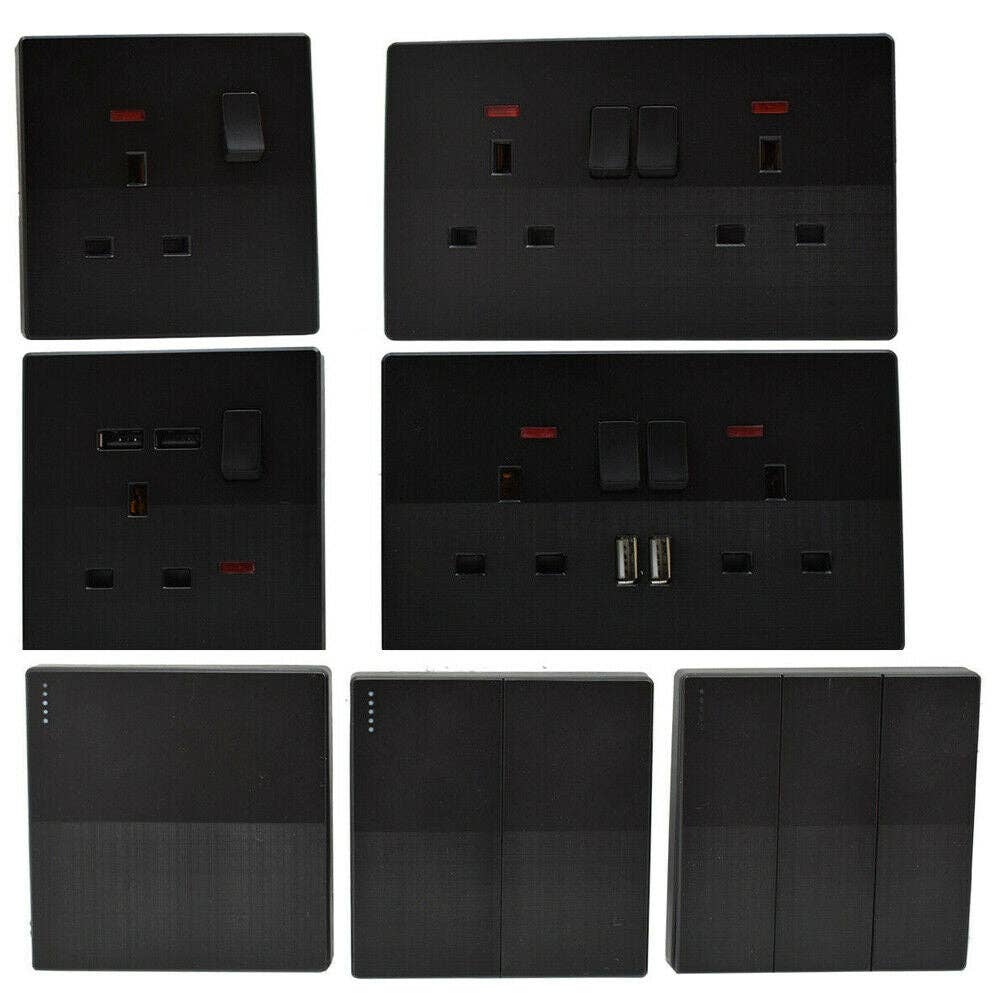 Ledsone – wholesale Light switch cover/plate – Single Double Screwless Black Light Switches & Socket Flat5