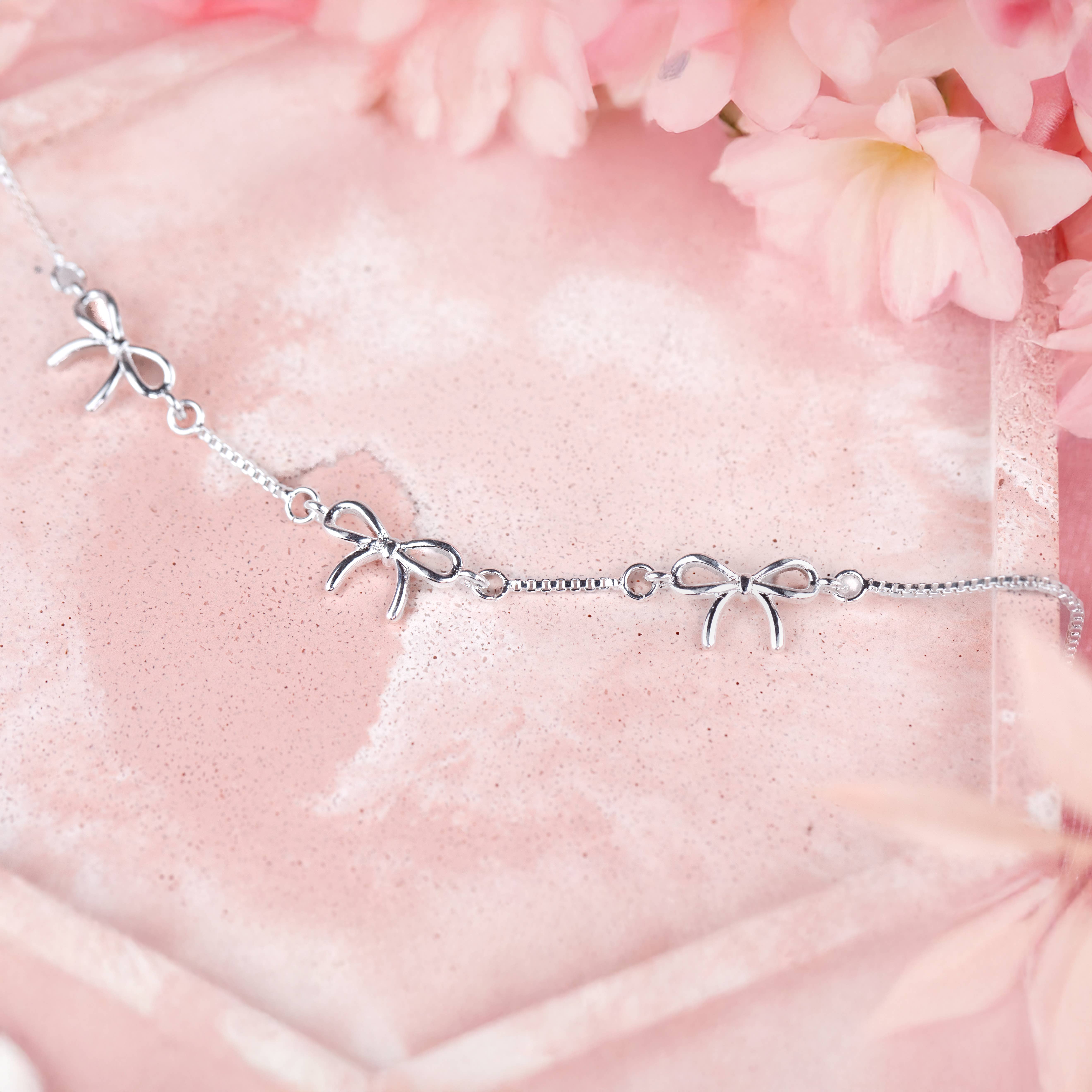 Letterbox Love Bracelets - Wholesale Stud/Post Earrings - Friendship – Silver Plated Bow Bracelet & Earring Gift Set5