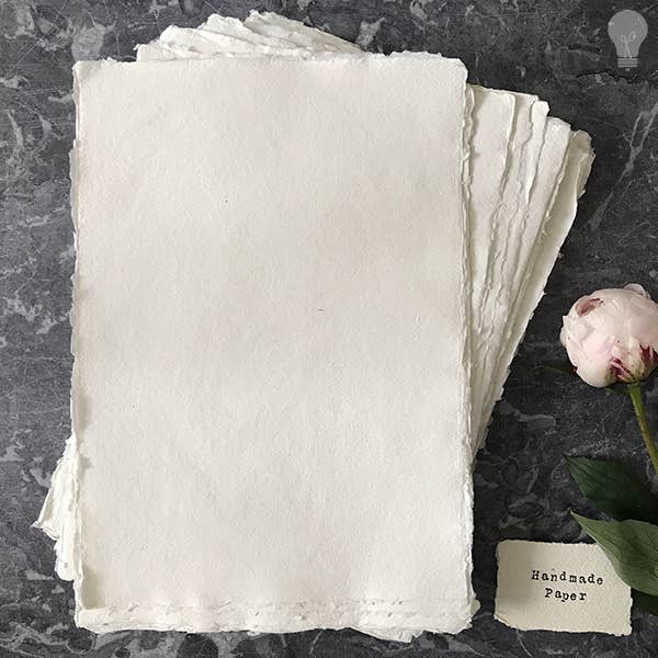 The Natural Paper Company - Wholesale Stationery/Notecard Set - Handmade Card White - 320 gsm | Recycled Cotton Rag