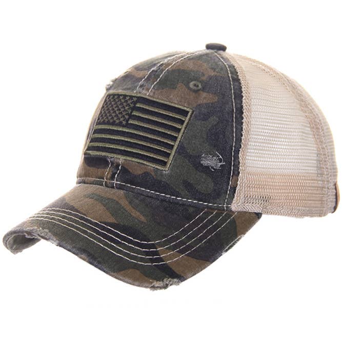 Hana - Wholesale Honkbalpet - Dames - C.C camouflage met vlag baseballpet1