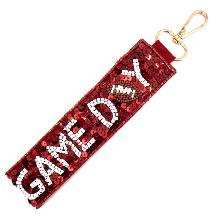 SP Sophia Collection - Wholesale Keychain - Women's - Game Day Seed Beaded Sequin Football Keychain 9