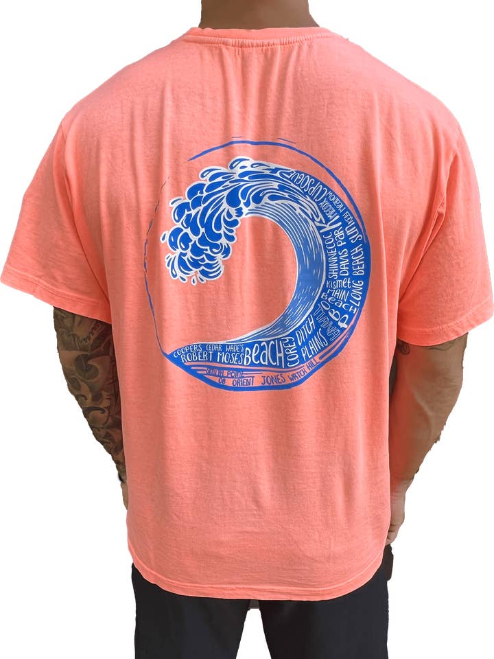 T-shirt Long Island Beach Wave (Neon Punch) pour la vente par Long Island Strong