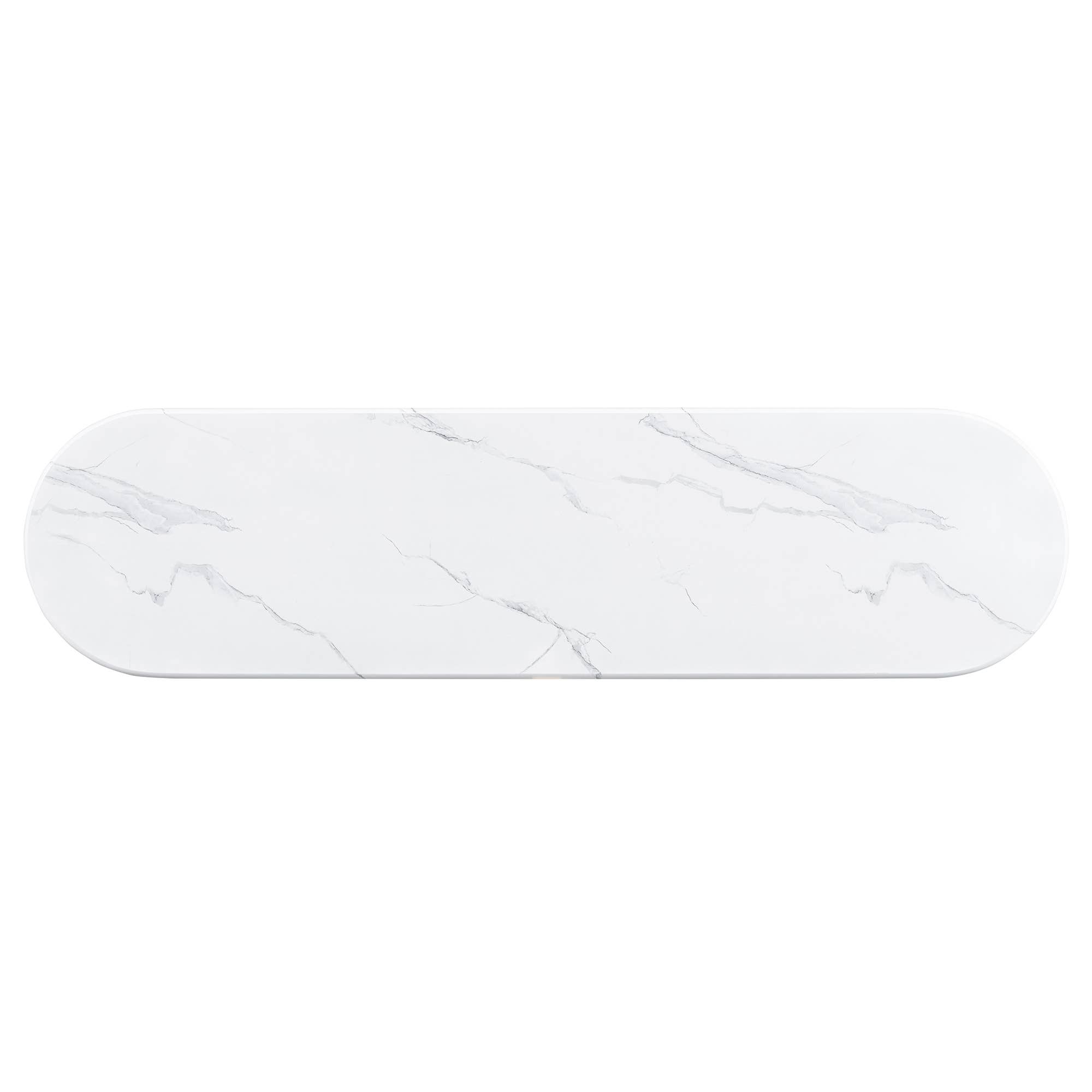 HOMYCASA DESIGN INC - Wholesale Console Table - Narrow Console Table Oval Faux Marble Top Natural+White14
