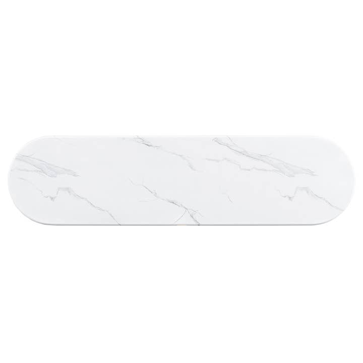 HOMYCASA DESIGN INC - Wholesale Console Table - Narrow Console Table Oval Faux Marble Top Natural+White14