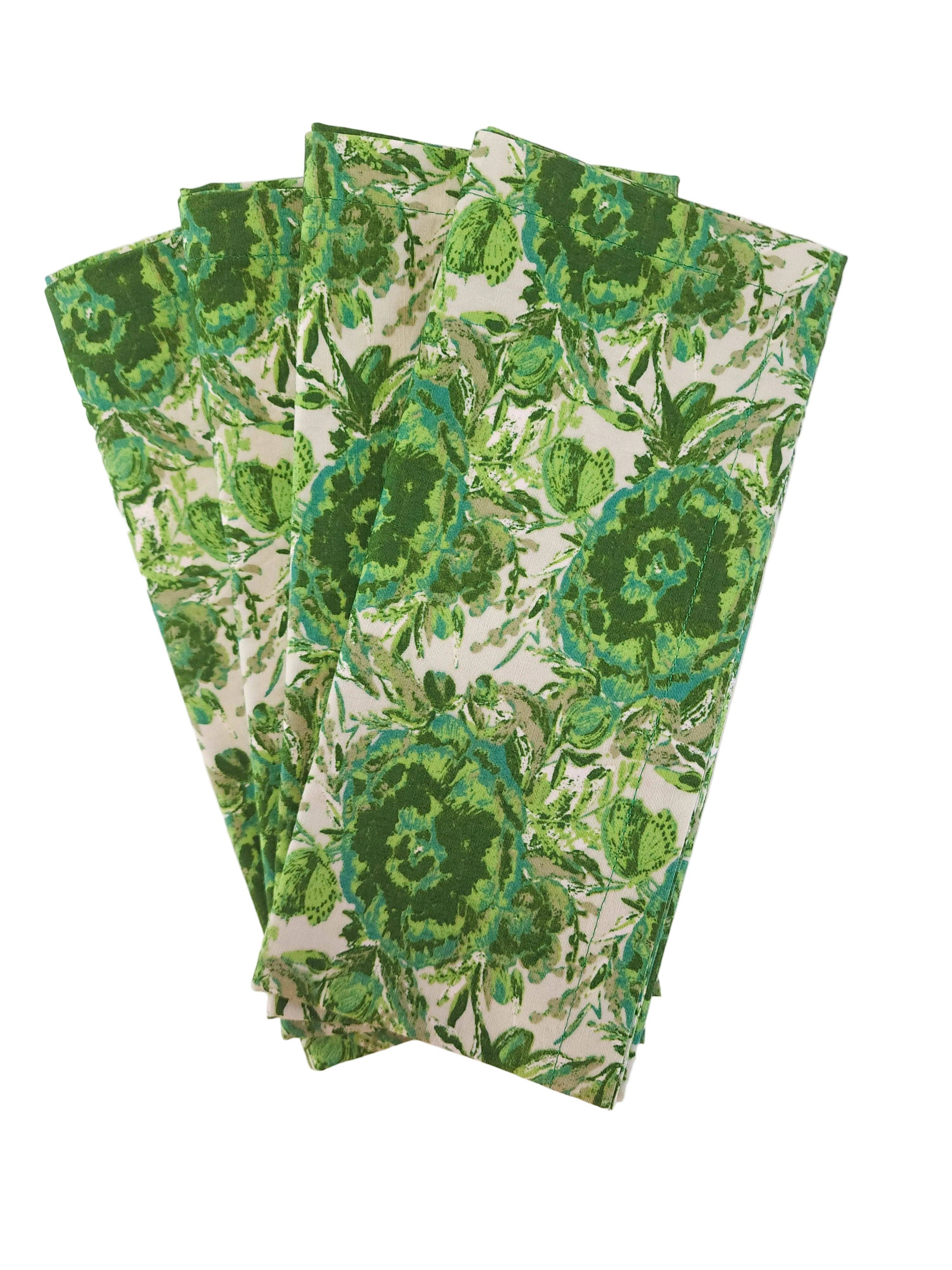 90 West Linen Co. - Wholesale Dinner & Cloth Napkin - Maximalist Green Floral Cloth Napkins, Set of 410