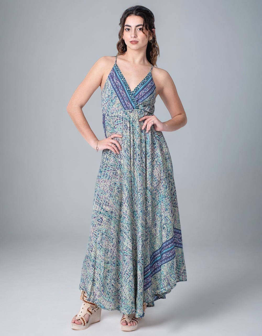 Blue KM2023C - Chic Hippie Long Dress for wholesale on Faire2
