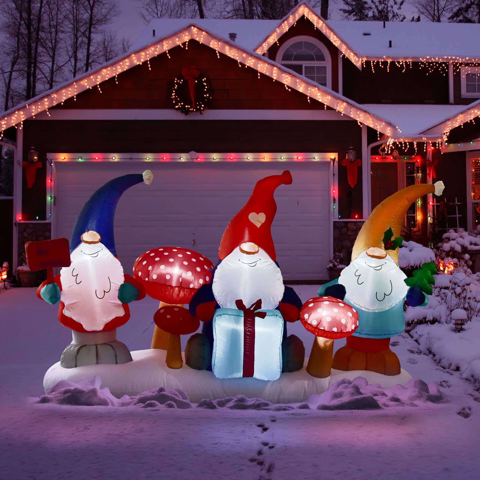 Fun Little Toys - Wholesale Inflatables - 7FT Christmas Inflatable Decoration Three Cute Gnomes6