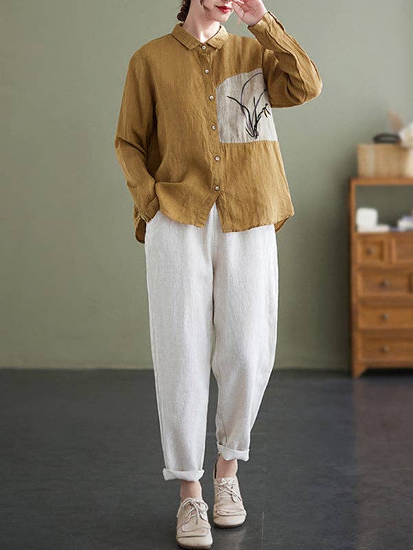 VividLux - Wholesale Overhemd met knopen - Dames - Vintage blouses en hemden met lange mouwen en losse geborduurde tops met reverskraag6