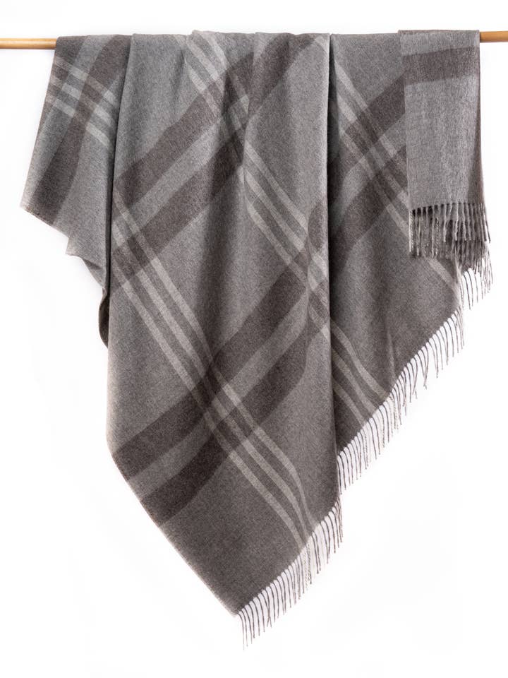 Alpaca Throw - Plaid (Grey) for wholesale by thread+butter