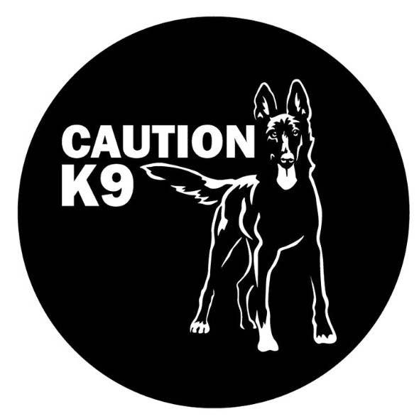 Belgischer Malinois Caution K9 Reserveradschutz für den Großhandel von Dirty Acres