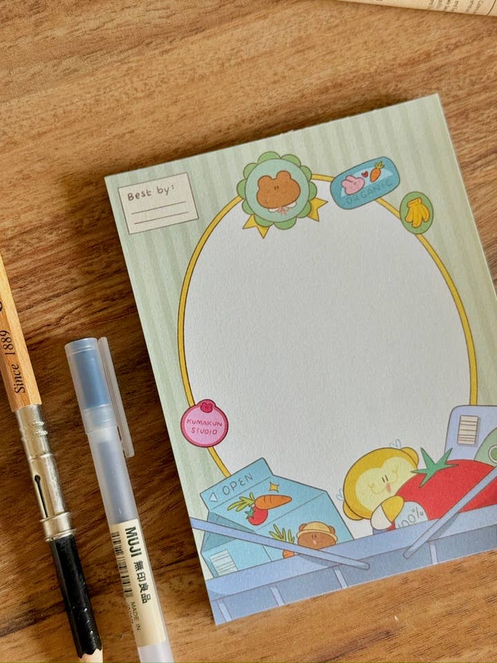 Grocery Notepad for wholesale by Kumakun Studio