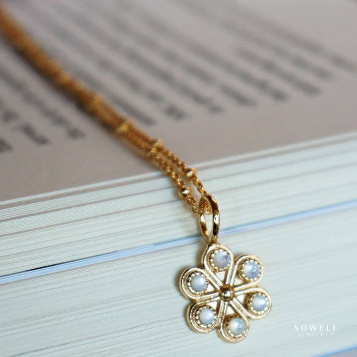 18K Gold Iris Necklace - Mother Of Pearl for wholesale by Sowell Jewelry