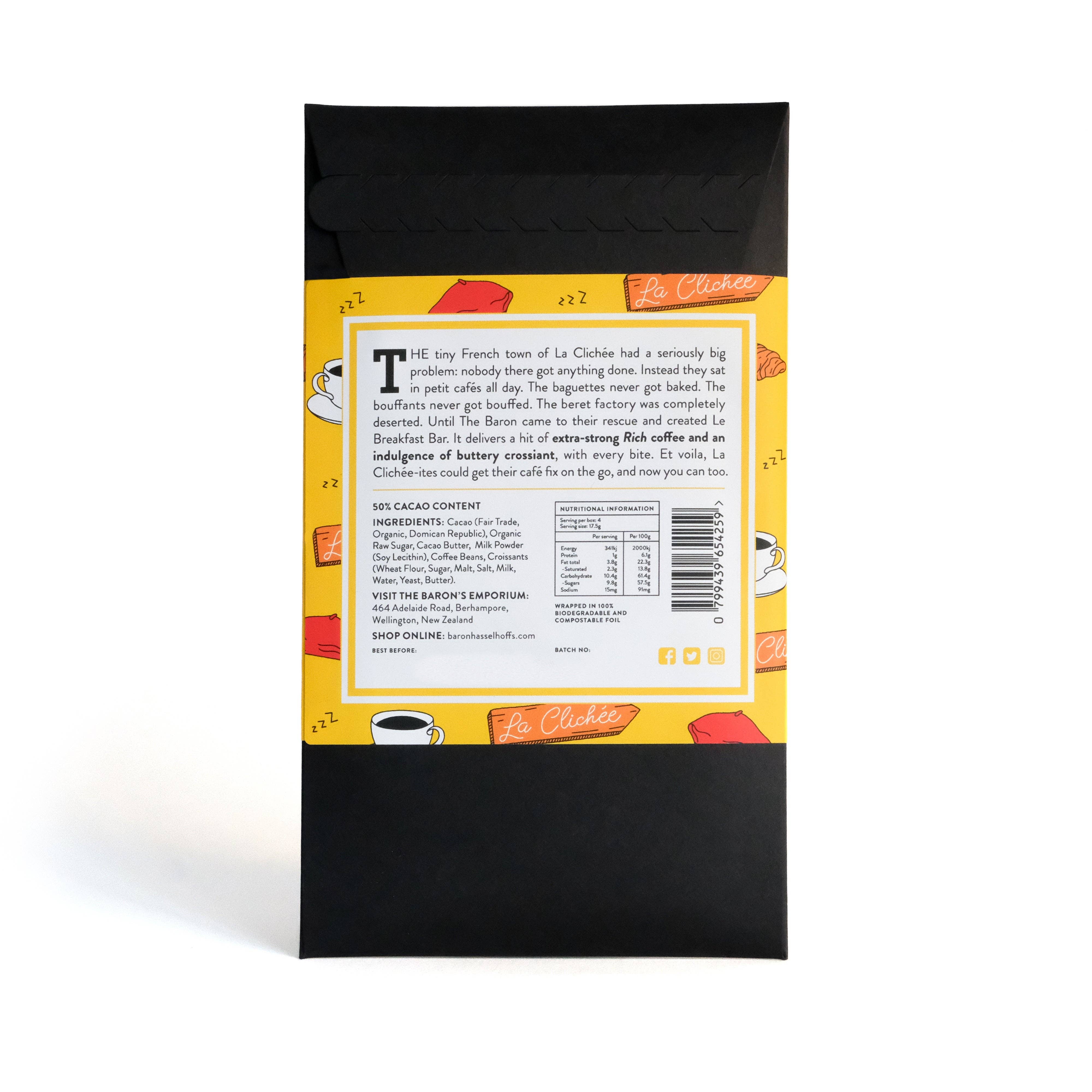 Baron Hasselhoff's - Wholesale Chocolate bar - Le Breakfast Bar - Coffee and Croissant Dark Milk Bar3