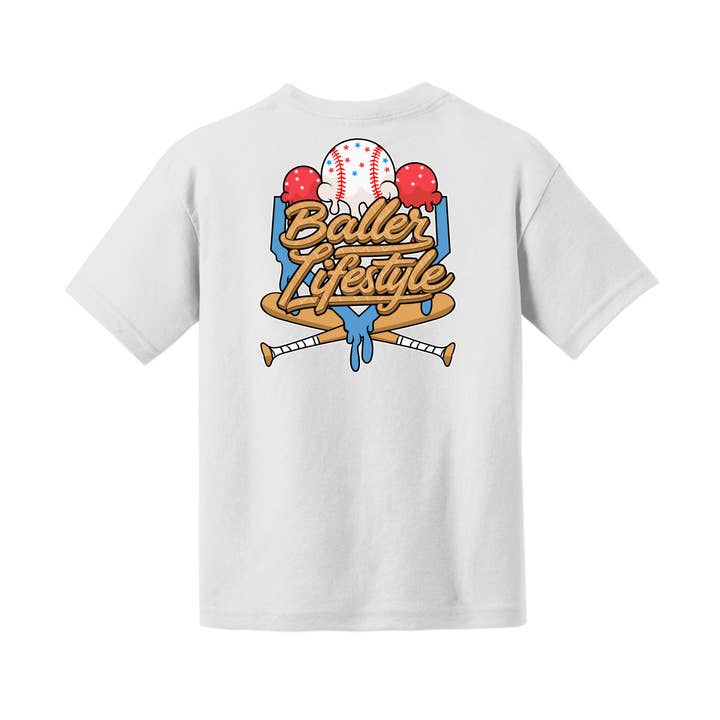 Baller Lifestyle Ice Cream Drip with Bats Youth Tee for wholesale by Baller Lifestyle