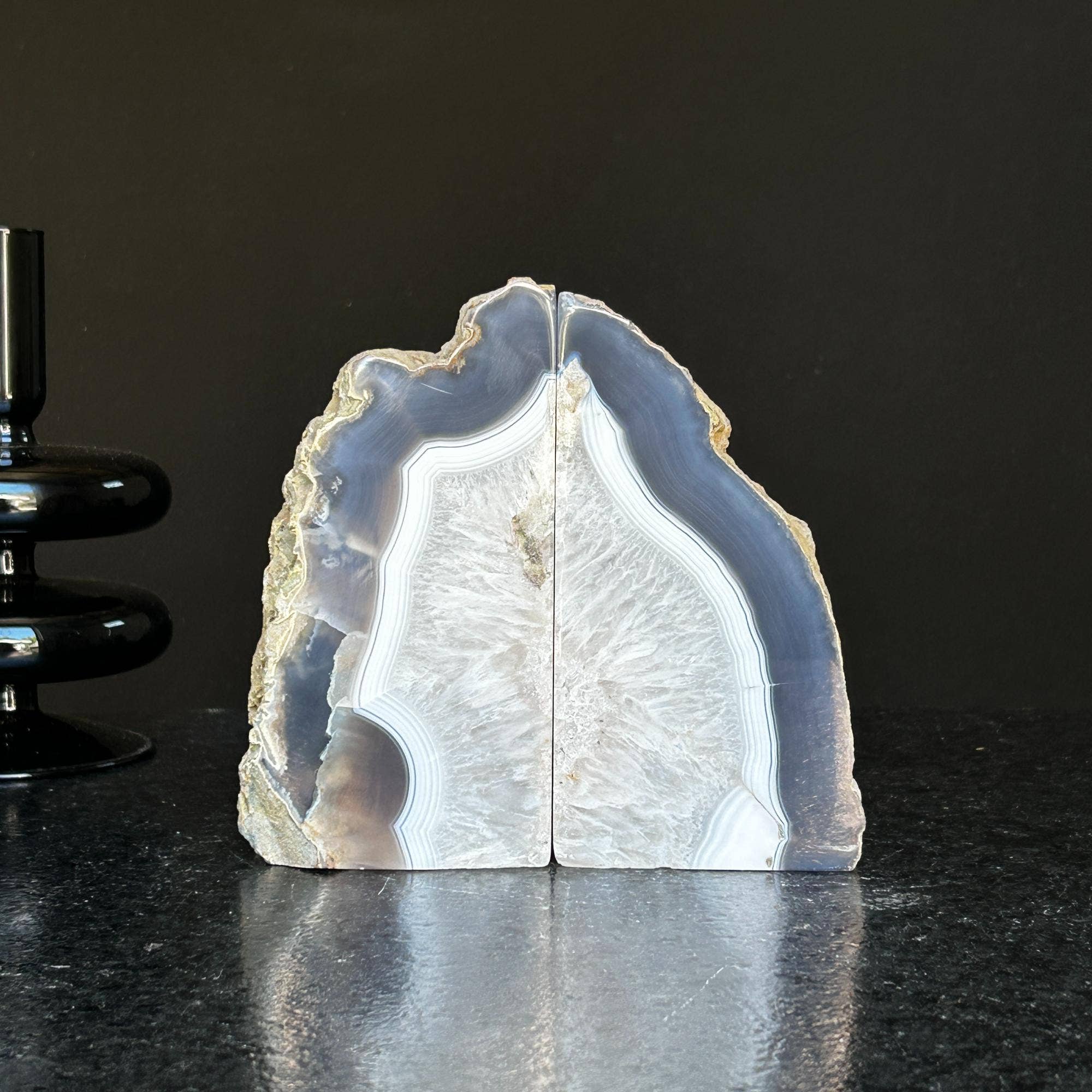 Deep Purple Project - Wholesale Ornament - Agate Geode Bookends, Large Natural Stone Pair13