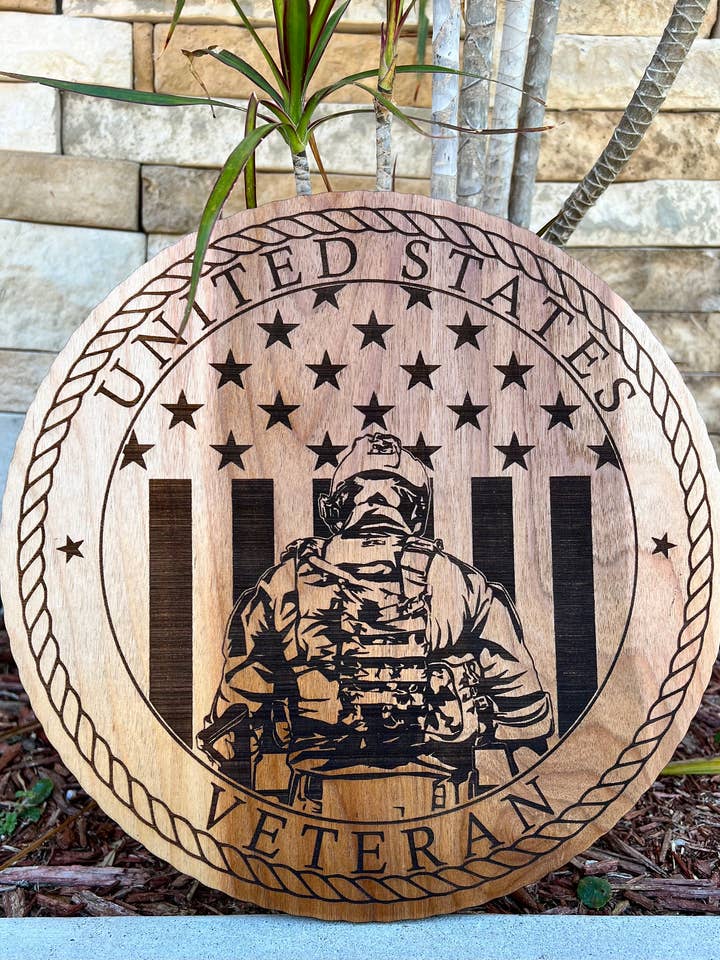 Wooden Veteran Sign for wholesale by Creations with Hart