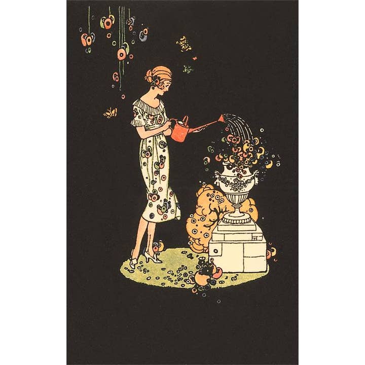 Greeting Card GD-131 Woman Watering Plants for wholesale by Found Image Press