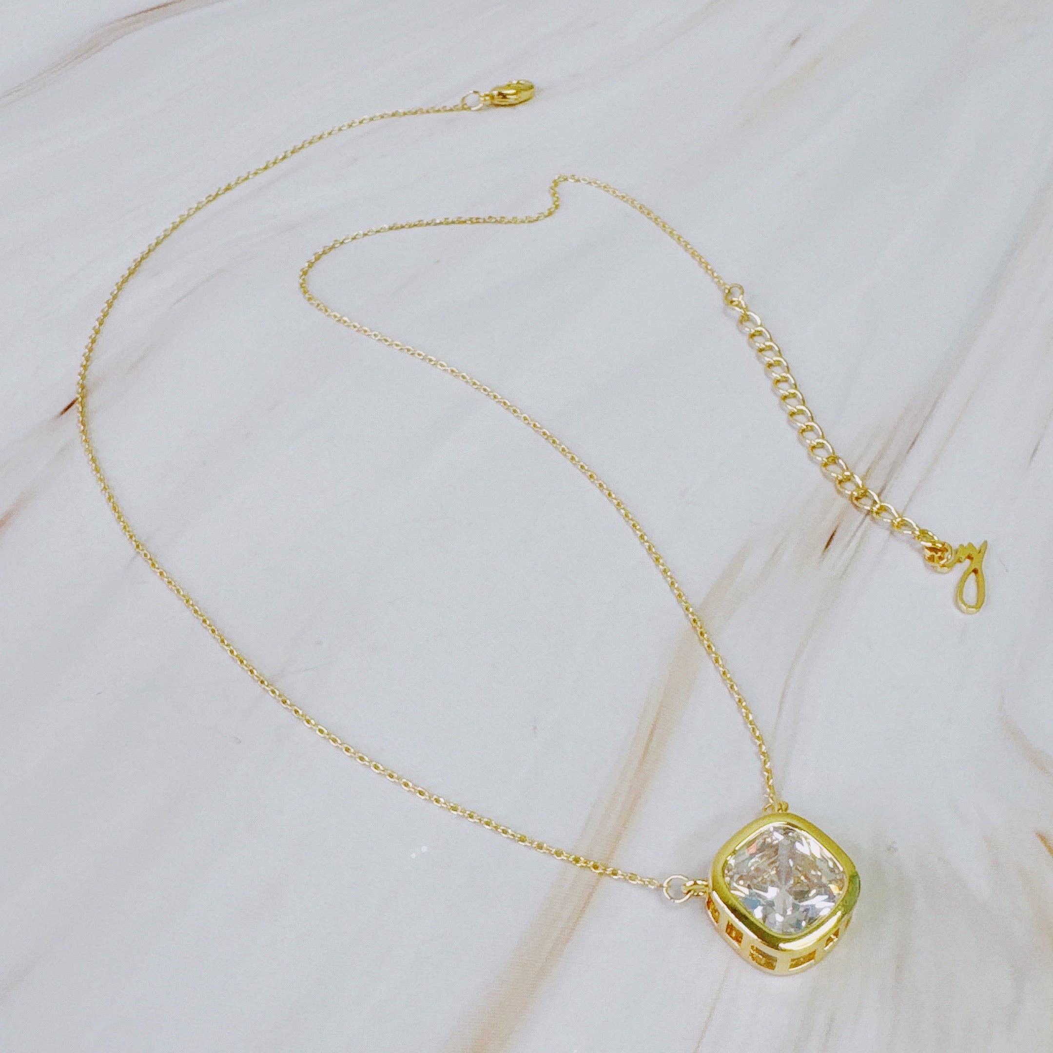 Ellison+Young – wholesale Pendant/charm necklace – Cushion Cut Bezel Diamond Necklace2