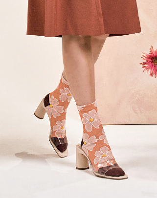 7DAYSSOCKS - Wholesale Sokken - Dames - Dames Crew Sokken met Madeliefjes Borduursel7