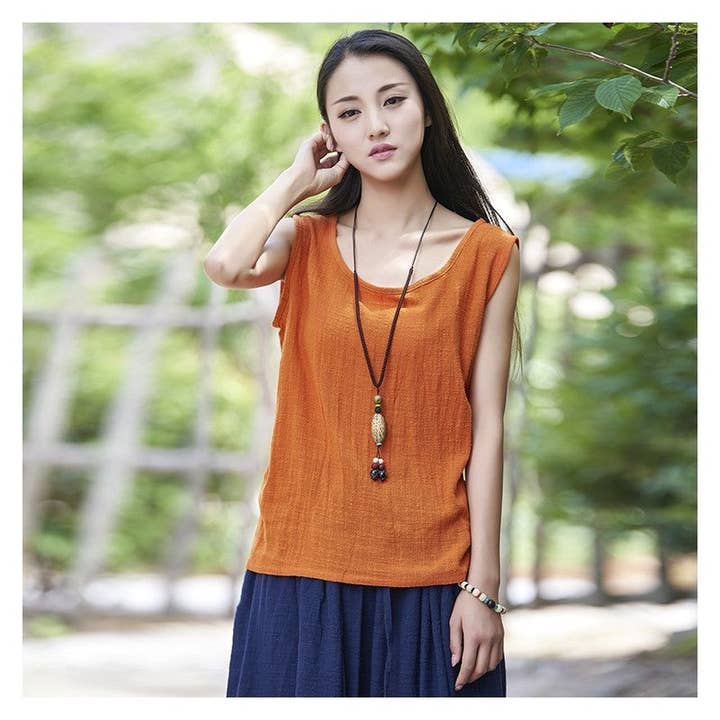 Sheer Trend – Engroshandel Tanktop – Kvinder – Let og åndbar kunstnerisk løs tanktop2