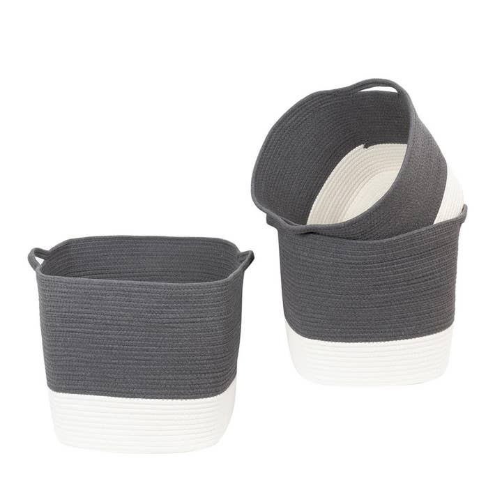 Truu Design - Wholesale Basket - Truu Design Square Cotton Rope Storage Baskets, Set of 3