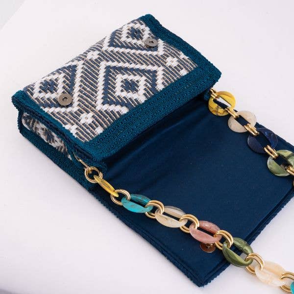 Elektra's Workshop - Wholesale Shoulder Bag - Women's - Petrol Rhombus-chain Shoulder Bag1