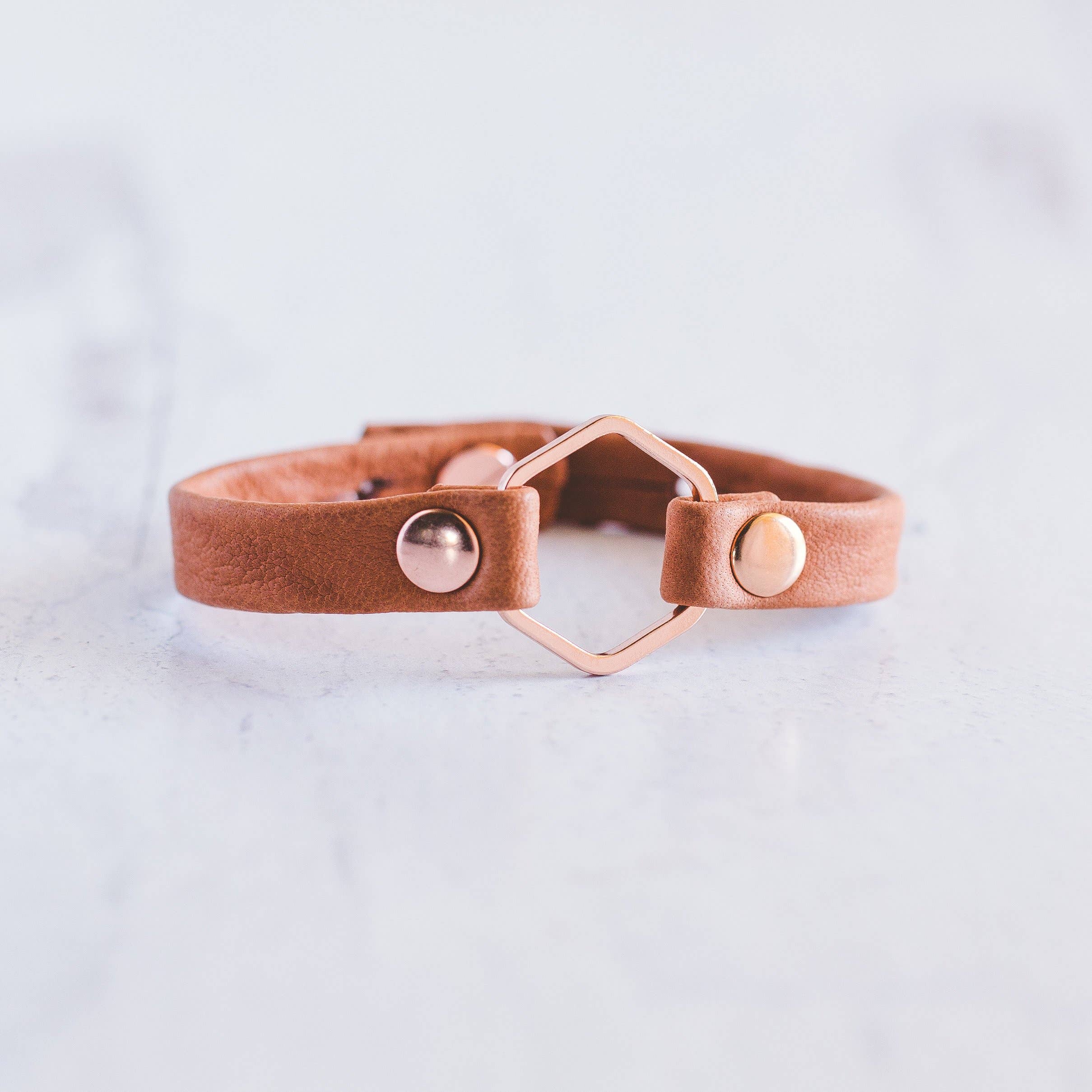 Giving Bracelets - Wholesale Bangle Bracelet - Honeycomb Leather Bracelet - Rose Gold19