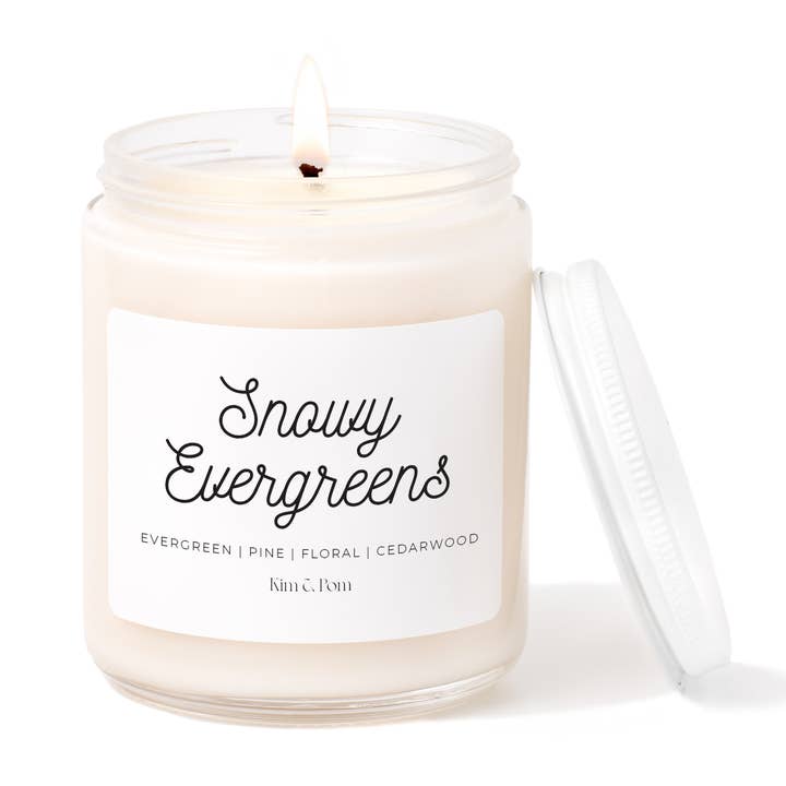 Snowy Evergreens soja stearinlys for engroshandel hos Kim and Pom