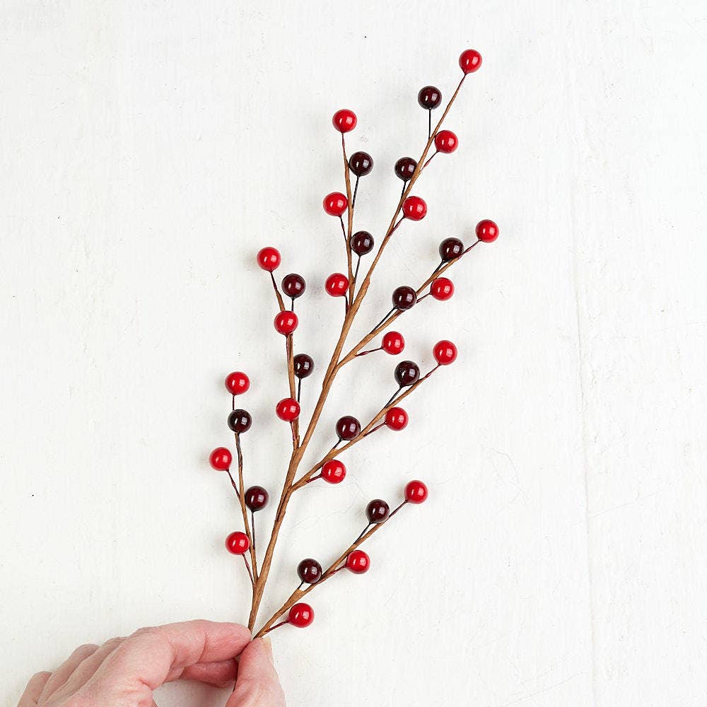 Factory Direct Craft - Wholesale Artificial Flowers - 18" Red and Burgundy Artificial Berry Stem3