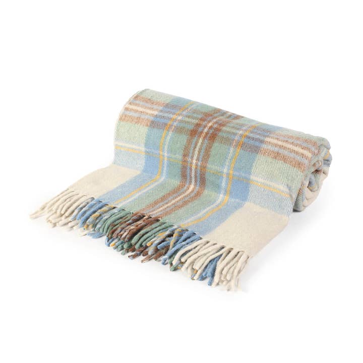 100% Wool Edinburgh Blankets – Stewart Blue Muted for wholesale by British & Irish Imports