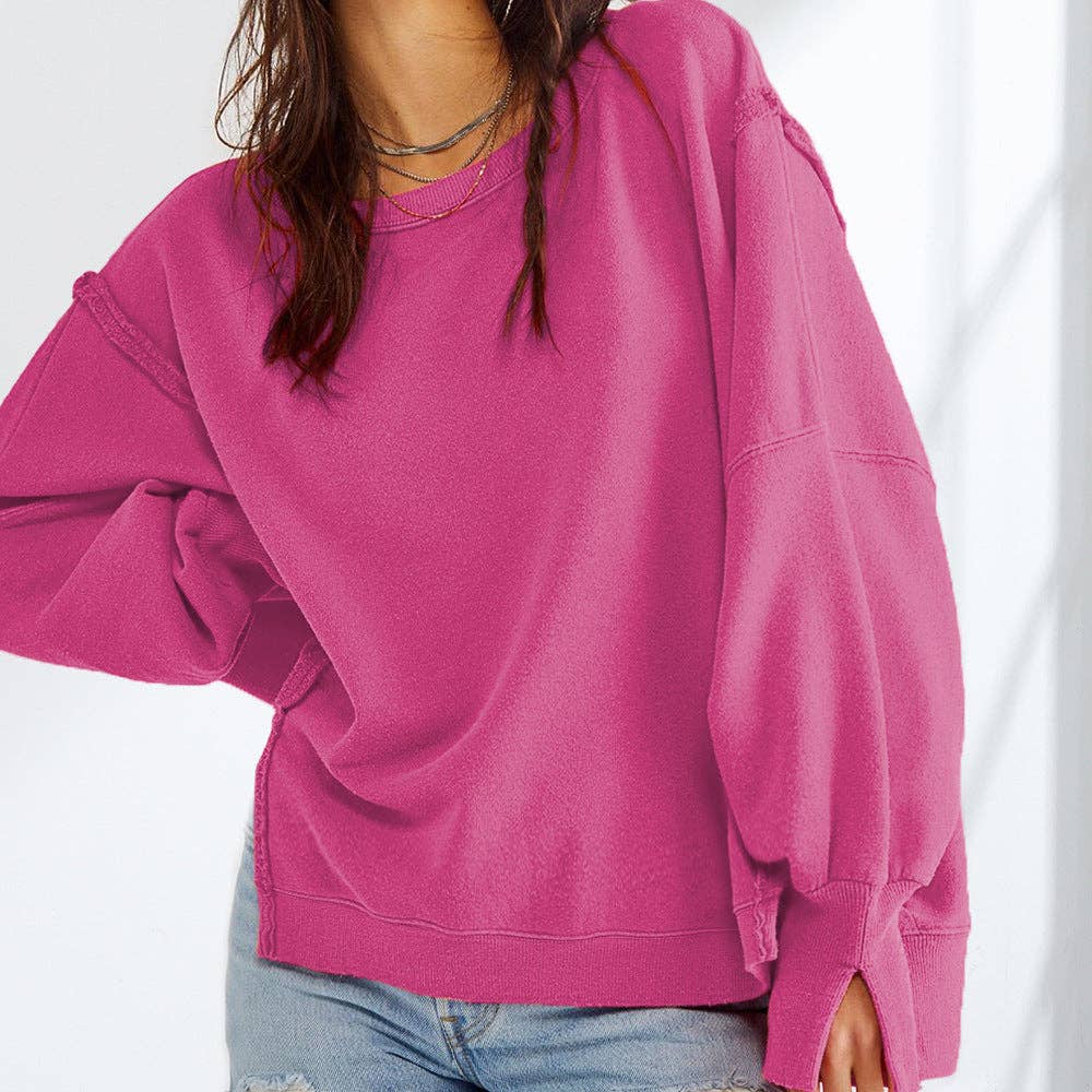 Dipped Shop – wholesale Sweatshirt – Women's – Oversize Solid Color Crew Neck Sweatshirt DP25E5753