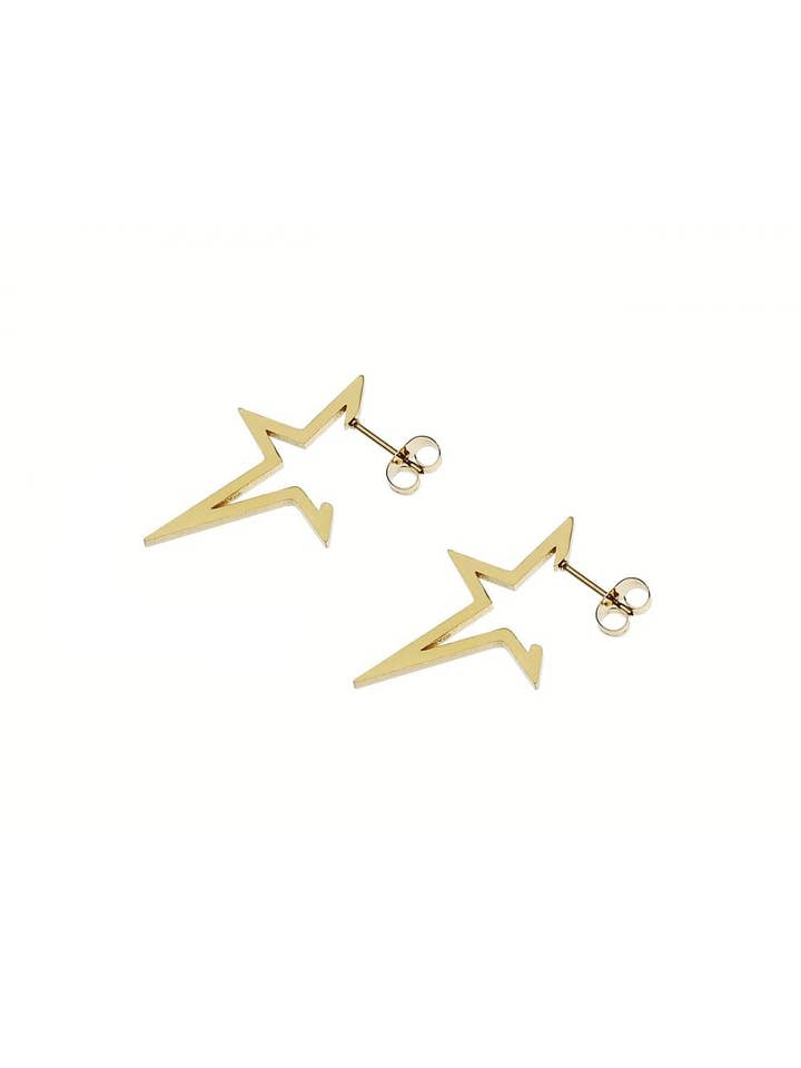 Boucle d'oreille en acier inoxydable Éclat d'étoile Fusion Stellaire pour la vente par Oceanic Jewellers - Majique London