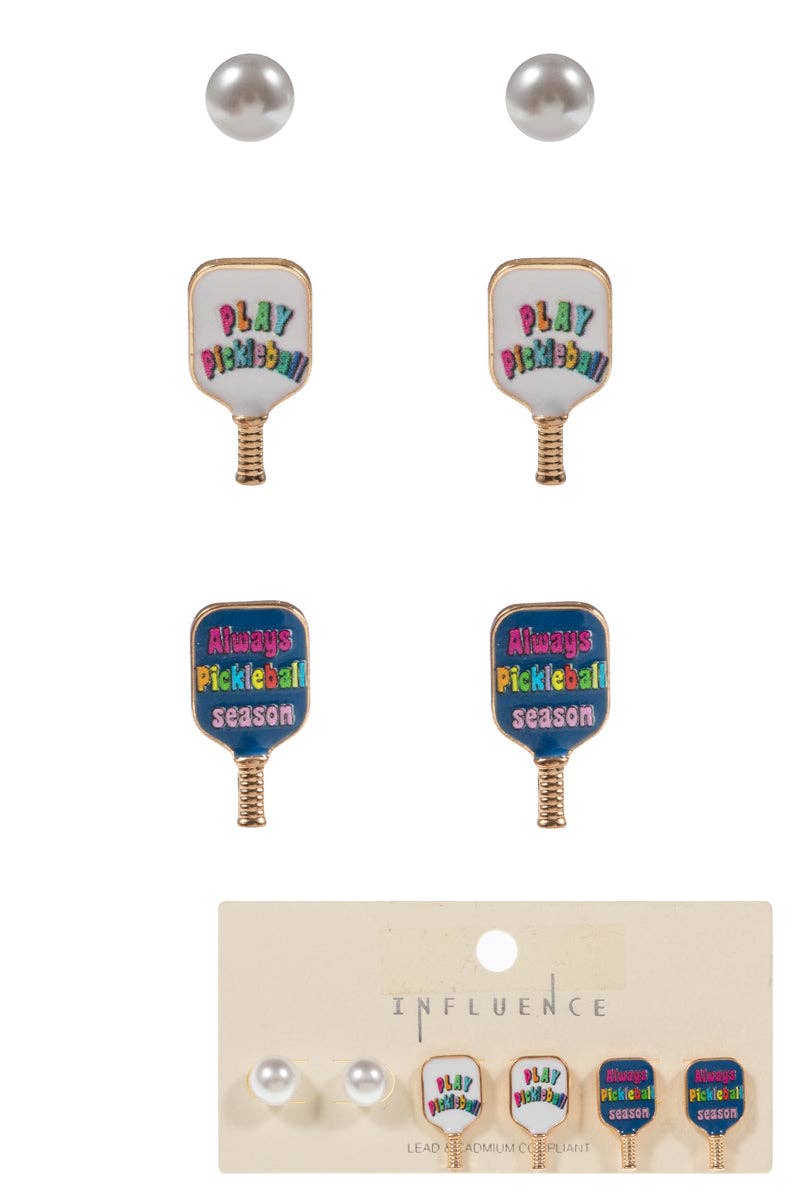 Designature New York – Brincos de pino por atacado – Brincos Desportivos Pickleball com estampa esmaltada com 3 conjuntos5