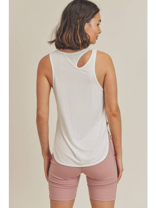 KIMBERLY C - Venta al por mayor Camiseta sin mangas - Mujer - Top sin mangas de canalé ligero con corte asimétrico y aberturas9