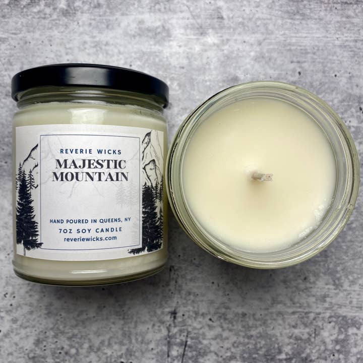 7 oz Majestic Mountain Scented Soy Candle for wholesale by Reverie Wicks