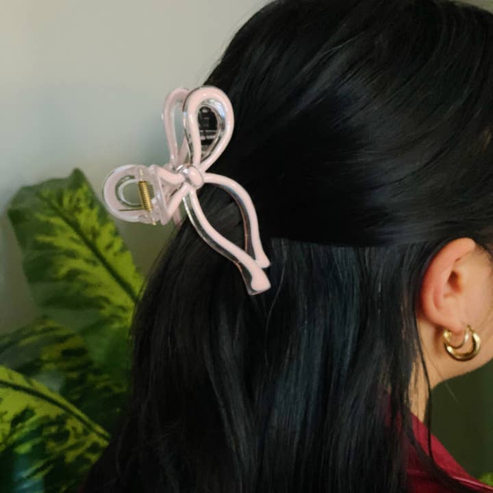 Pink Annie Bow Hair Claw Set Of 3 for wholesale on Faire6